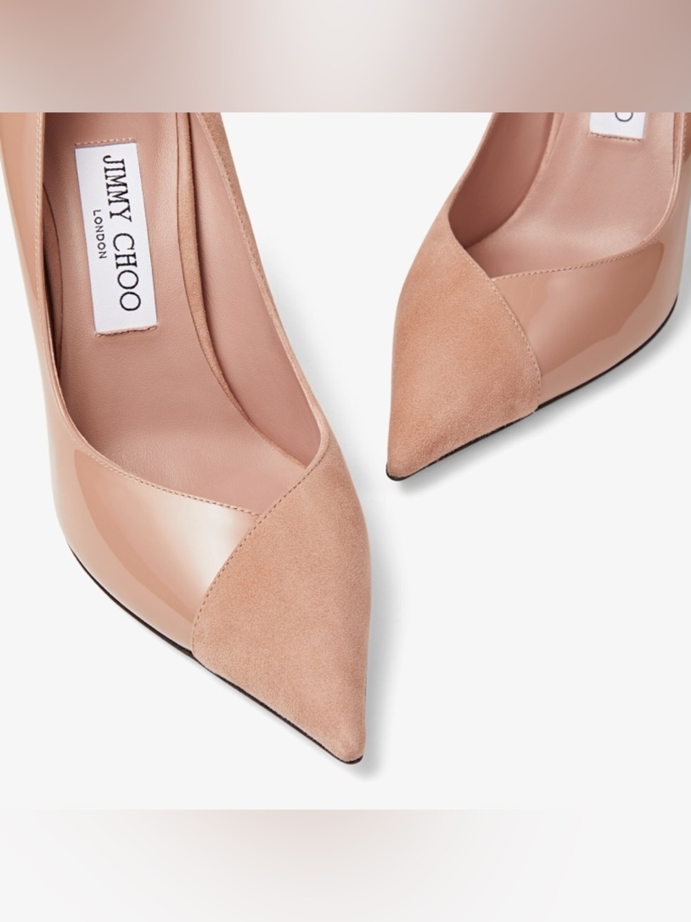 JIMMY CHOO Cass 95mm Ballet Pink Suede & Patent Pointed Toe Pumps EUC Size 40.5 - Picture 4 of 14